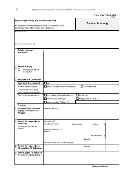 Baubeschreibung zum Bauantrag PDF 106 8 kb - Stadt Gelsenkirchen