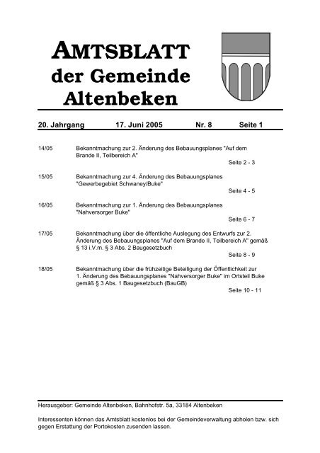 AMTSBLATT der Gemeinde Altenbeken