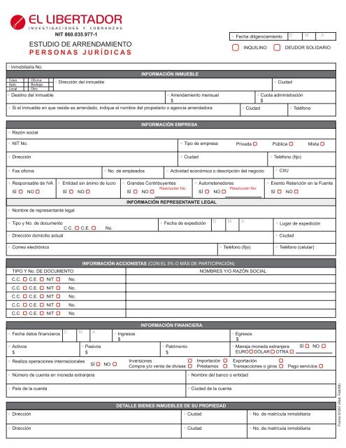 Formulario Persona Jurídica - Acrecer