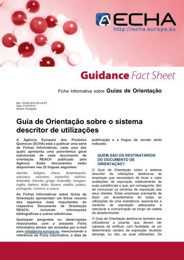 Guia de Orientação sobre o sistema descritor de ... - ECHA - Europa