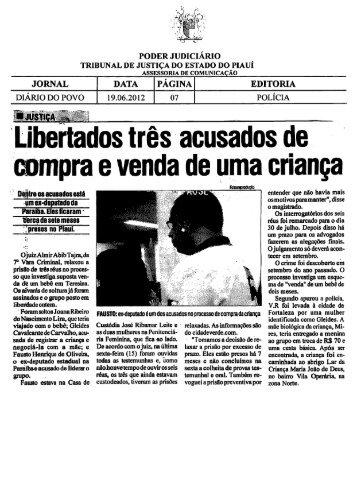 Libertados tres acusados de - Tribunal de Justiça do Piauí