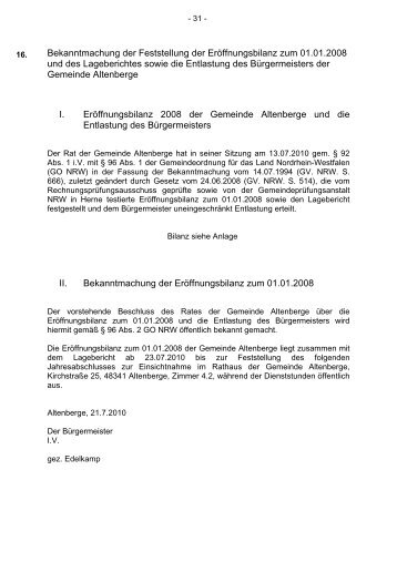 Bekanntmachung der Feststellung der ... - Gemeinde Altenberge