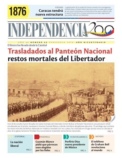 Trasladados al Panteón Nacional restos mortales del Libertador