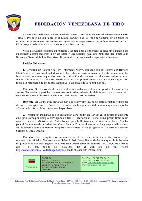 Informe Polígonos... - Federación Venezolana de Tiro