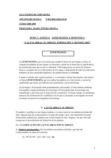 TEMA 7 LENGUA: LEXICOLOGÍA Y SEMÁNTICA