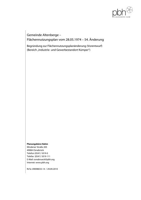 Gemeinde Altenberge – Flächennutzungsplan vom 28.05.1974 – 54 ...