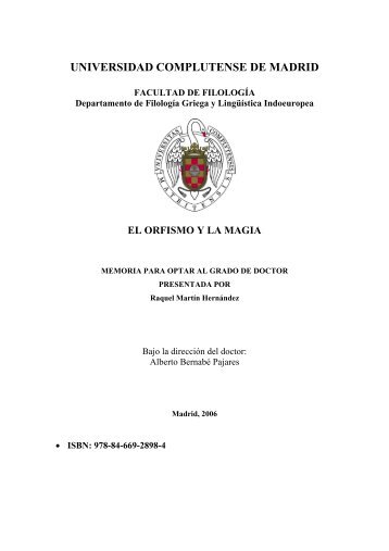 El orfismo y la magia - Biblioteca de la Universidad Complutense ...