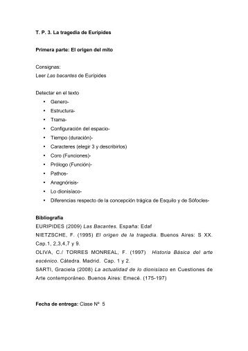 T. P. 3. La tragedia de Eurípides Primera parte: El origen del mito ...