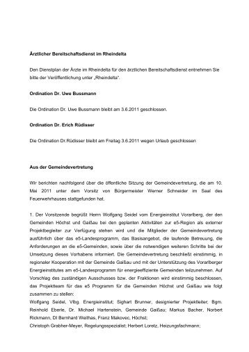 Ärztlicher Bereitschaftsdienst im Rheindelta Den ... - Gemeinde Höchst