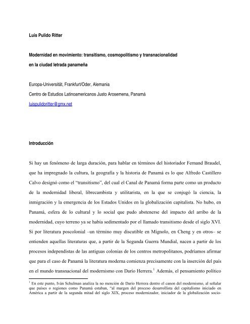 Un fenómeno de larga duración: El Canal de Panamá y la ... - Istmo