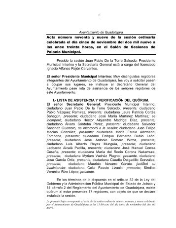 Ayuntamiento de Guadalajara Acta número noventa y nueve de la ...