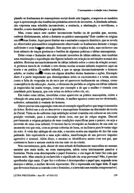 O masoquismo e a relação com o feminino* - Escola Letra Freudiana