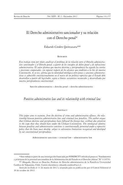 El derecho administrativo sancionador y su relación con el Derecho ...