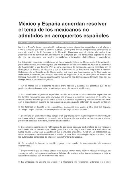 COMUNICADO CARTA  - consulado honorario de ...