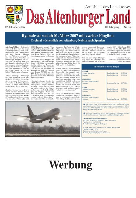 Amtsblatt Nr. 16 vom 07. Oktober 2006 - Altenburger Land
