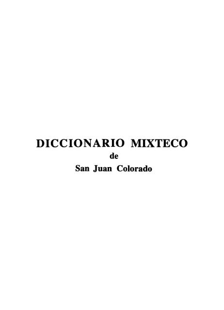 Diccionario mixteco de San Juan Colorado