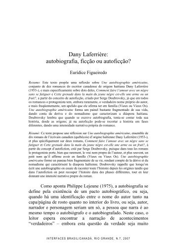 Dany Laferrière: autobiografia, ficção ou autoficção?