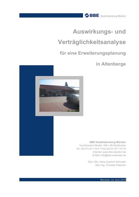 Auswirkungs- und Verträglichkeitsanalyse - Gemeinde Altenberge