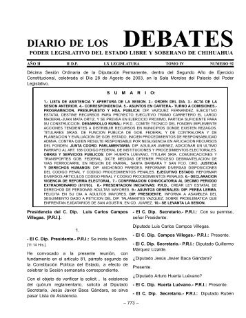 DEBATES - H. Congreso de Chihuahua