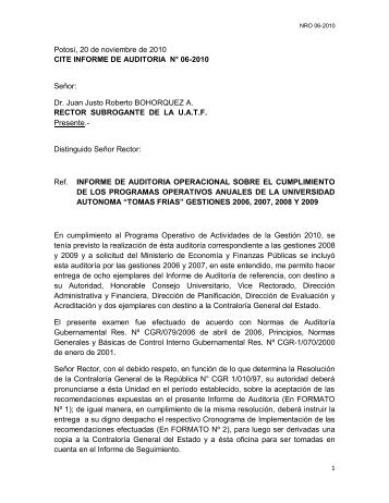 Resumen Ejecutivo Auditoria Operacional sobre el cumplimiento de ...