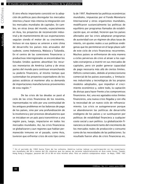 El mundo unipolar y las condiciones y límites - Revista CONfines de ...