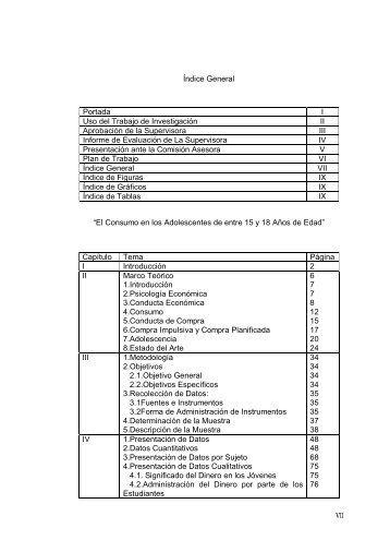 Índice General Portada I Uso del Trabajo de Investigación II ...