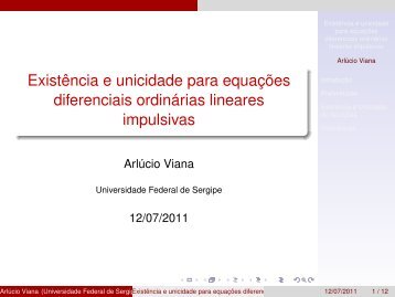 Existência e unicidade para equações diferenciais ... - Itabaiana