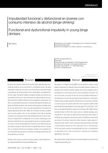 Impulsividad funcional y disfuncional en jóvenes con consumo ...