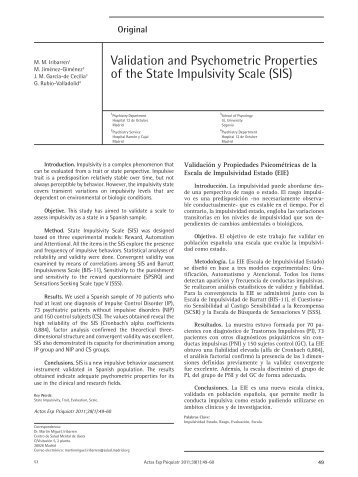 Validation and Psychometric Properties of the State Impulsivity Scale