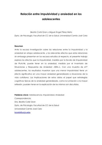 Relación entre impulsividad y ansiedad en los adolescentes