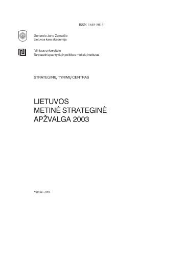 Lietuvos metinė strateginė apžvalga 2003 - Generolo Jono Žemaičio ...