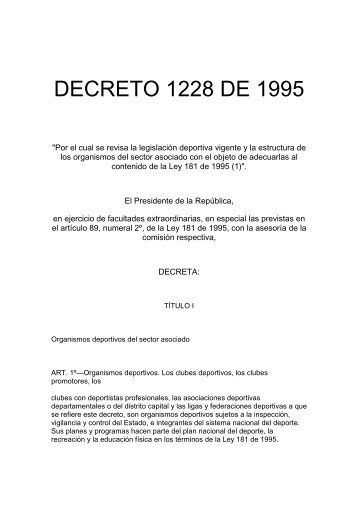 decreto 1228 de 1995 - Federación Colombiana de Deportes Aereos