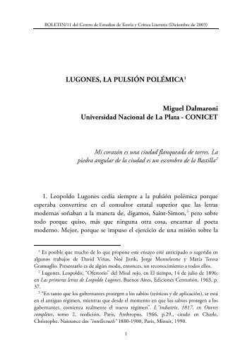 Lugones, la pulsión polémica - Centro de Estudios de Literatura ...