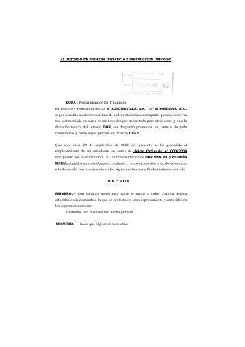 Contestación Demanda de Juicio Ordinario Daños y Lesiones-2009