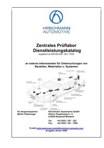 Zentrales Prüflabor Dienstleistungskatalog