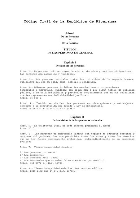 Código Civil de la República de Nicaragua - Biblioteca DiGital ...