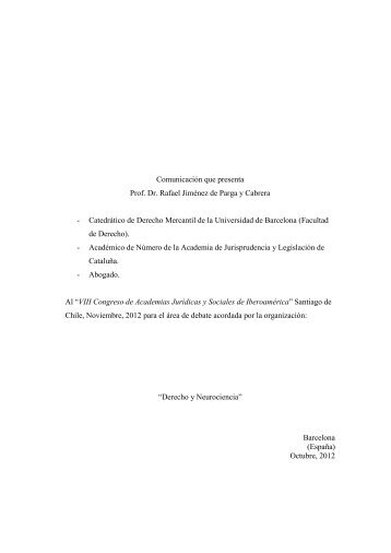 Comunicación que presenta Prof. Dr. Rafael Jiménez de Parga y ...