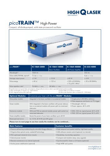 picoTRAIN™ High-Power - High Q Laser