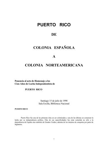 Puerto Rico: de colonia española a colonia norteamericana
