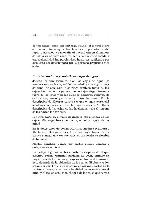 Presas, canales y cajas de agua - Organización social y Riego