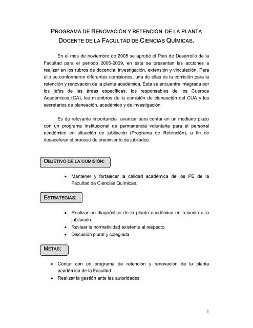 programa de renovación y retención de la planta docente de la ...