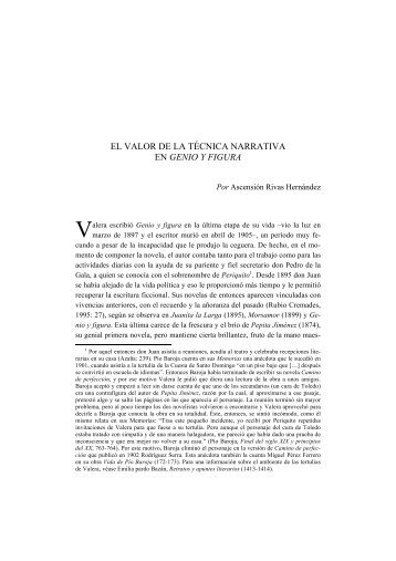 EL VALOR DE LA TÉCNICA NARRATIVA EN GENIO Y FIGURA, por ...