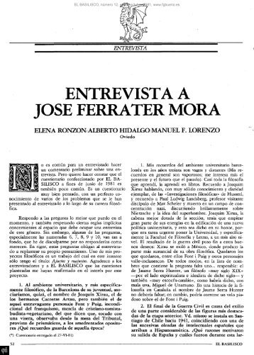 ENTREVISTA A JOSÉ FERRATER MORA - Fundación Gustavo Bueno