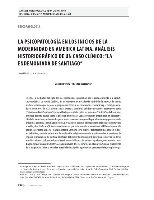 La psicopatoLogía en Los inicios de La modernidad ... - Revista GPU