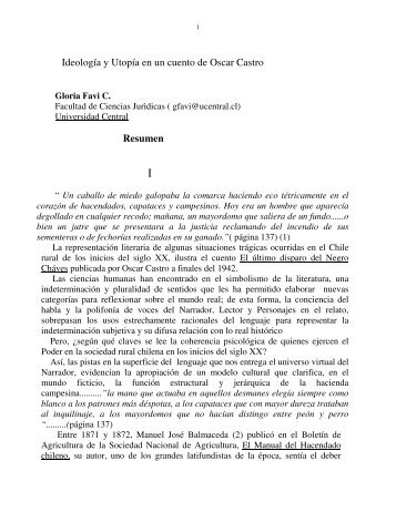 Ideología y Utopía en un cuento de Oscar Castro Resumen