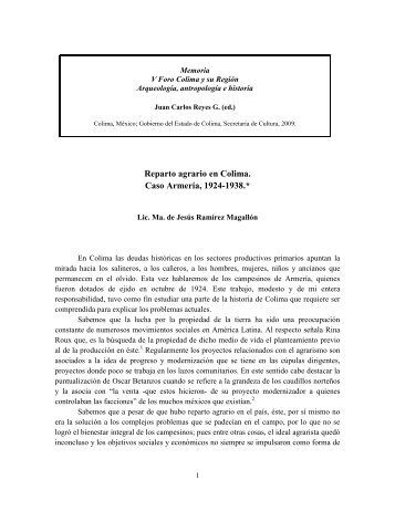 Reparto agrario en Colima. Caso Armería, 1924-1938.*