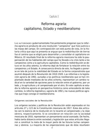 Reforma agraria: capitalismo, Estado y neoliberalismo - Unidad ...