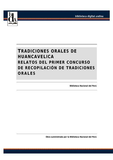 TRADICIONES ORALES portada 1 - Comunidad Andina