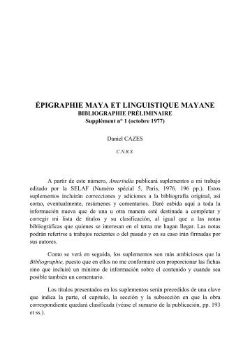 ÉPIGRAPHIE MAYA ET LINGUISTIQUE MAYANE - celia - CNRS