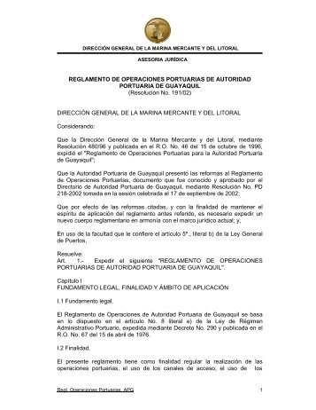 REGLAMENTO DE OPERACIONES PORTUARIAS DE AUTORIDAD ...